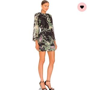 New Sabina Musayev  Romana Mini Dress in Black Floral